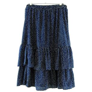 90s Navy Polka Dot Midi Skirt