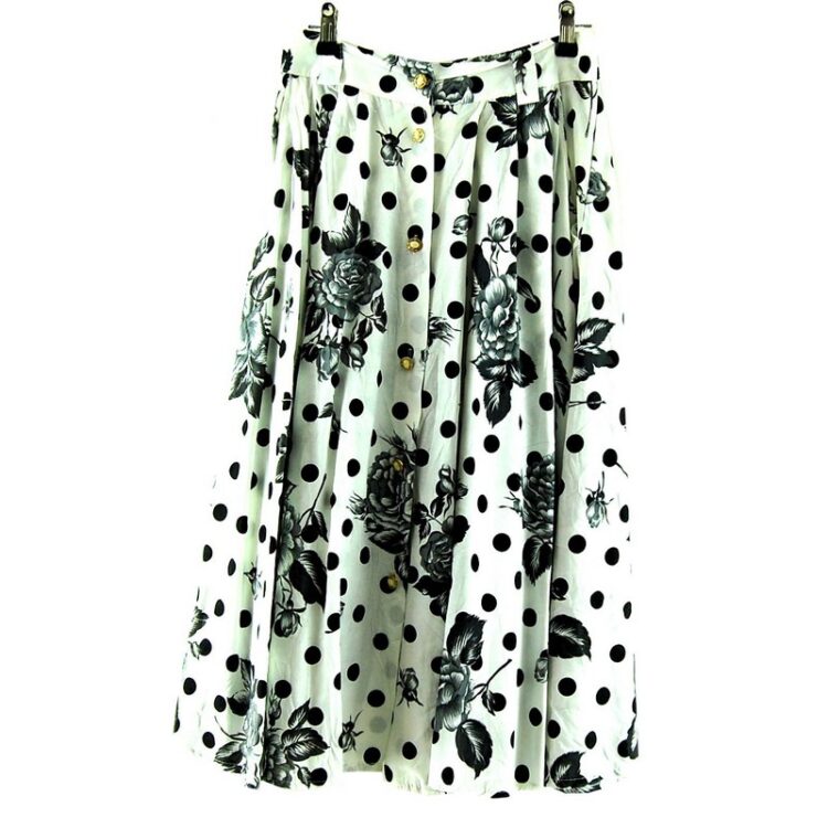 Black And White Polka Dot A Line Skirt