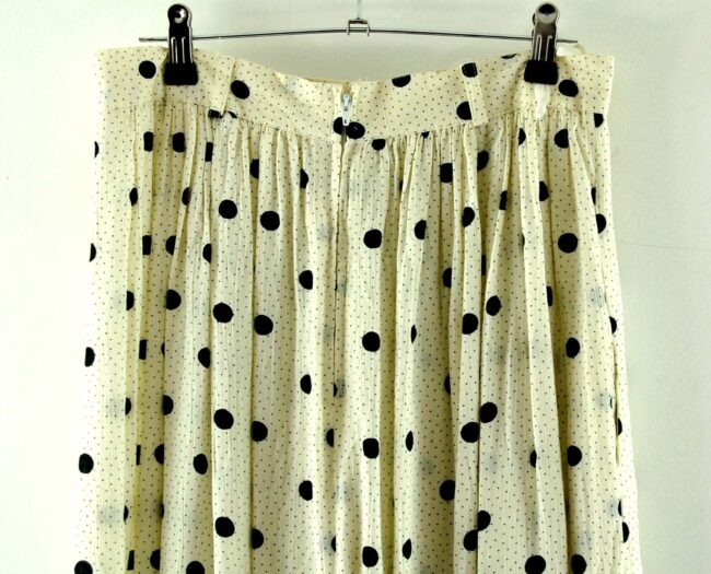 Back Close Up White Skirt With Black Polka Dots