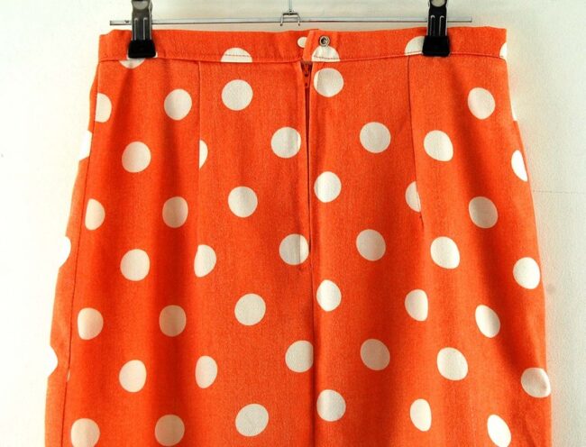 Back Top Close Up White Polka Dot Orange Straight Skirt