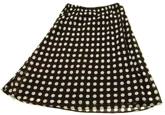 Back Brown And White Polka Dot Skirt