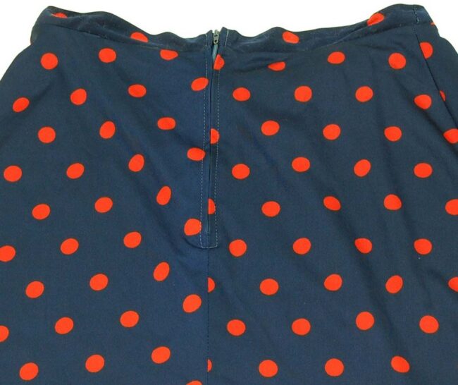 Back Close Up Navy Polka Dot Skirt