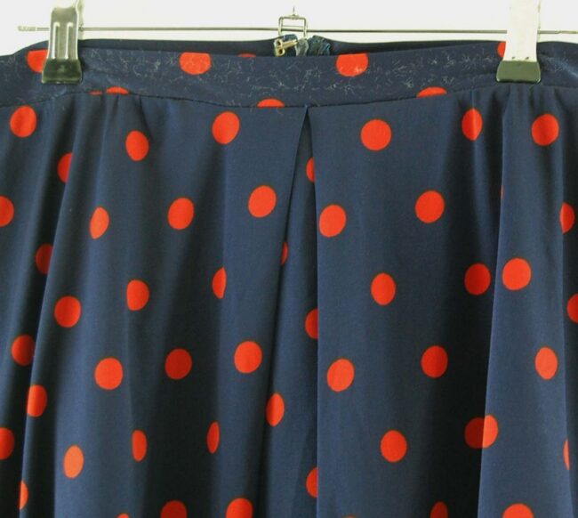 Front Close Up Navy Polka Dot Skirt