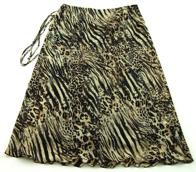 Back Animal Print Midi Skirt