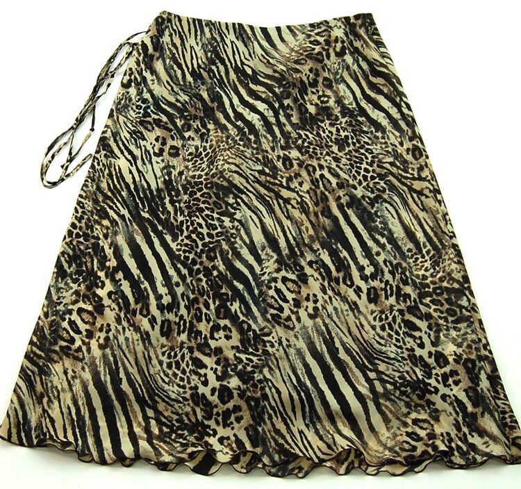 Back Animal Print Midi Skirt