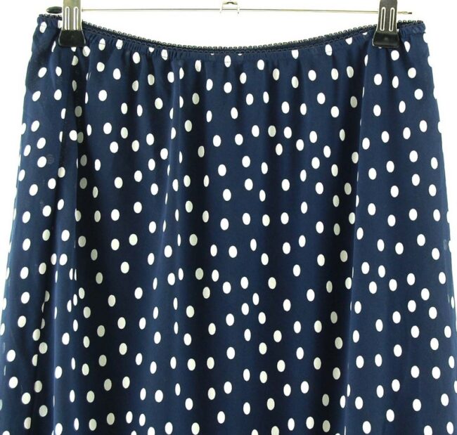 Top Close Up Blue White Polka Dot Skirt