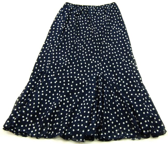 Back Blue White Polka Dot Skirt