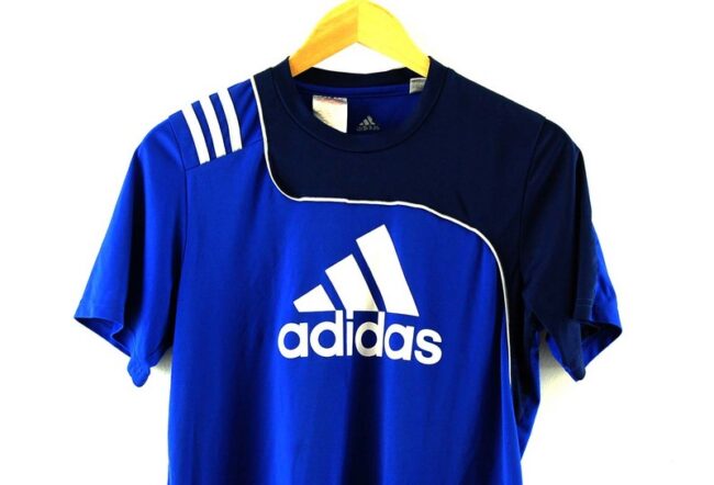 Front Top Close Up Blue Adidas T Shirt