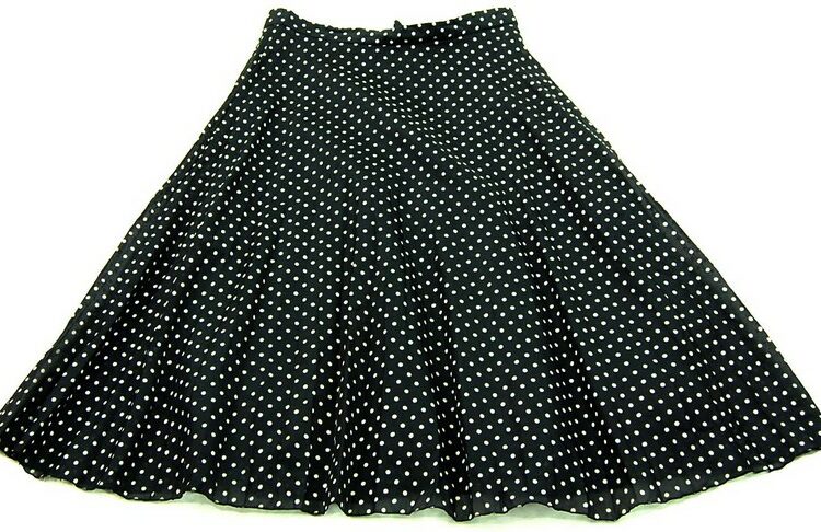 Black White Polka Dot Midi Skirt