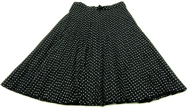 Back Black White Polka Dot Midi Skirt
