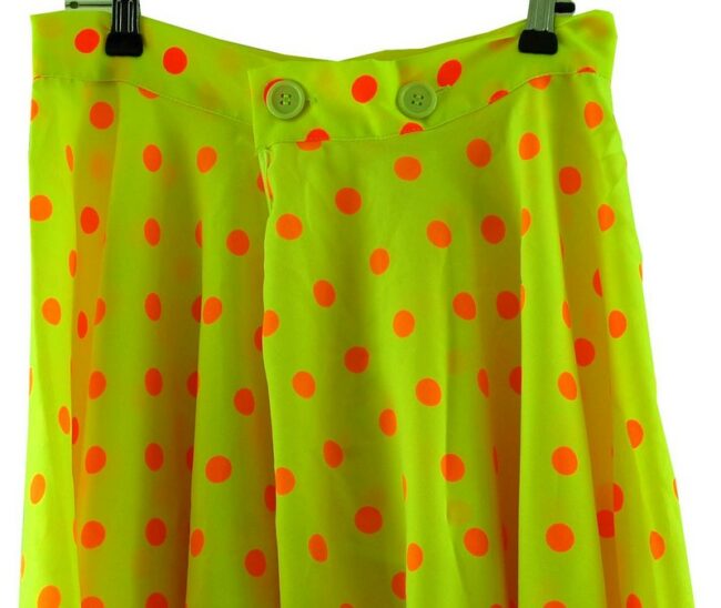 Back Top Close Up Yellow Polka Dot Midi Skirt