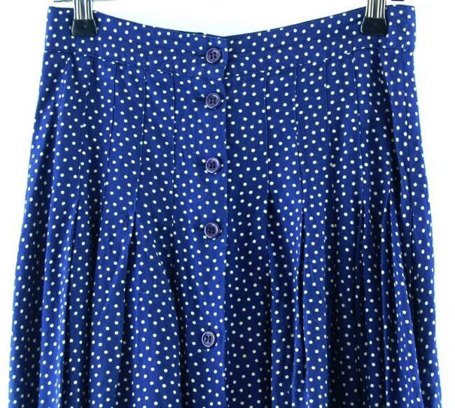 Front Close Up Dark Blue Polka Dot Skirt