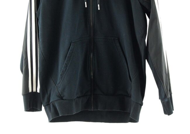 Front Bottom Close Up Adidas Hooded Sweatshirt Black