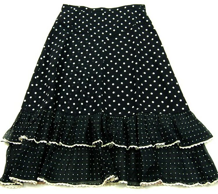 Black And White Polka Dot Flare Skirt