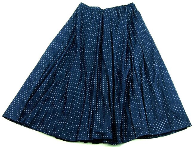 Navy Blue Skirt With White Polka Dots