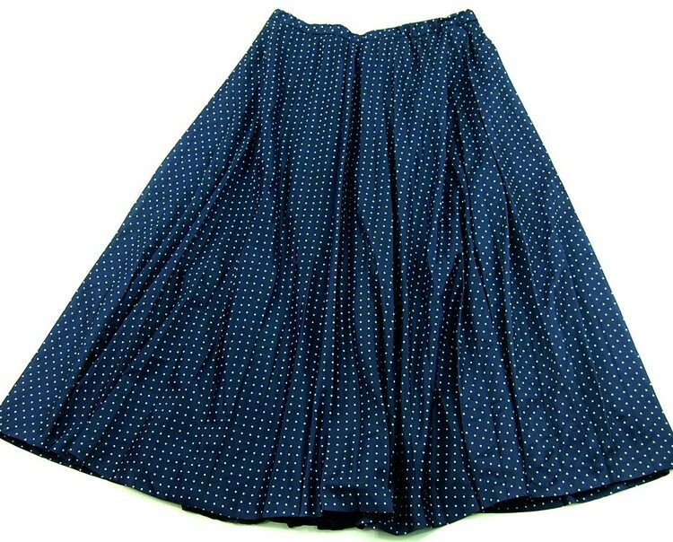 Navy Blue Skirt With White Polka Dots