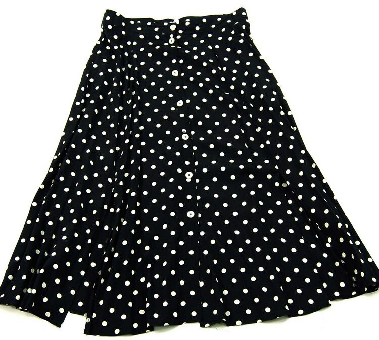 Black Polka Dot Midi Skirt