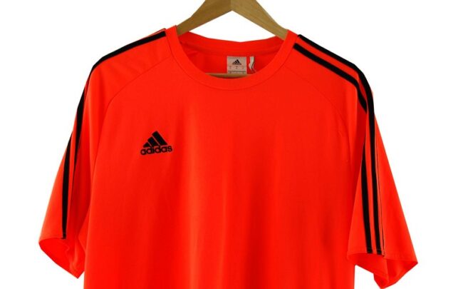 Front Close Up Mens Orange Adidas T Shirt