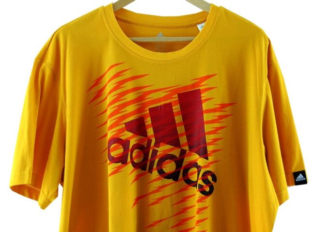 Front Close Up Yellow Adidas T Shirt