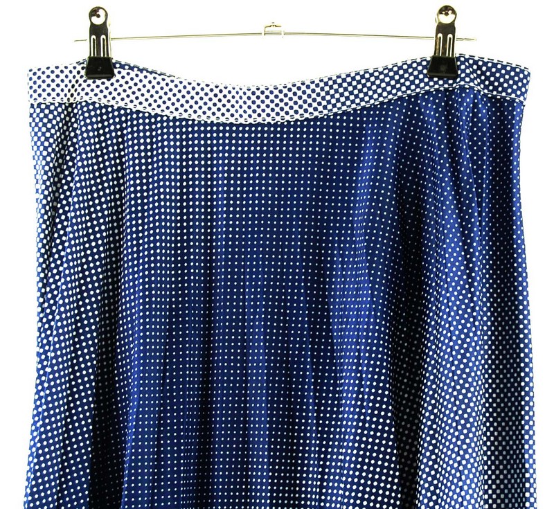 Front Top Close Up Blue Polka Dot Skirt