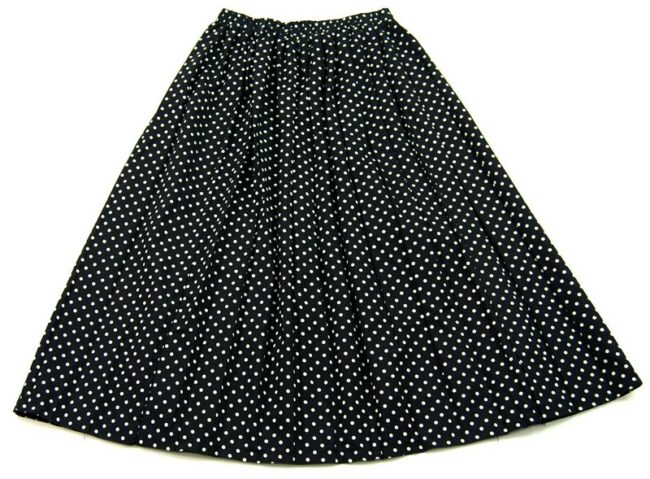 80s Black Midi Polka Dot Skirt