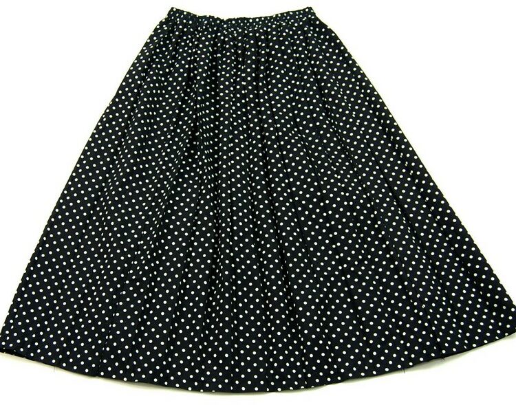 80s Black Midi Polka Dot Skirt