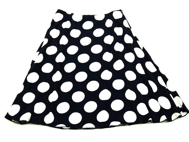 Navy Blue And White Polka Dot Skirt