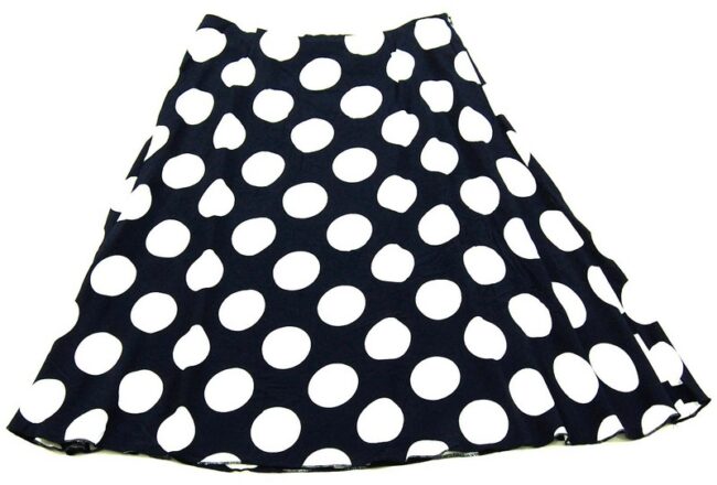 Back Navy Blue And White Polka Dot Skirt