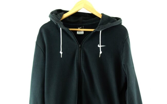 Front Close Up Black Nike Zip Up Hoodie