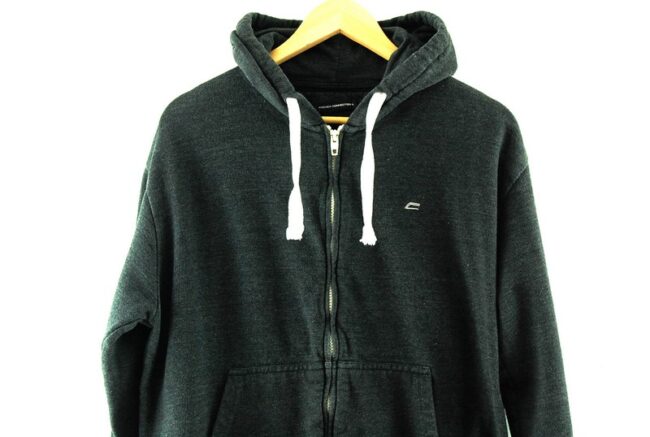 Front Close Up Dark Grey Hoodie Mens