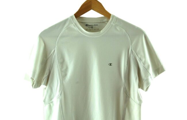 Front Close Up Champion White Sports T Shirt