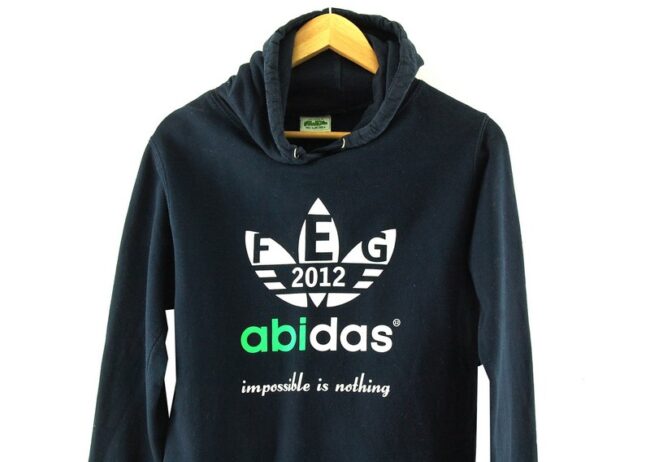 Front Close Up Navy Blue Hoodie Mens