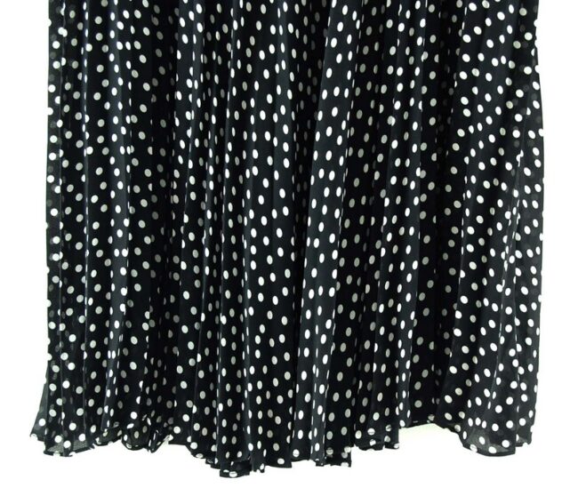 Bottom Close Up White and Black Polka Dot Midi Skirt