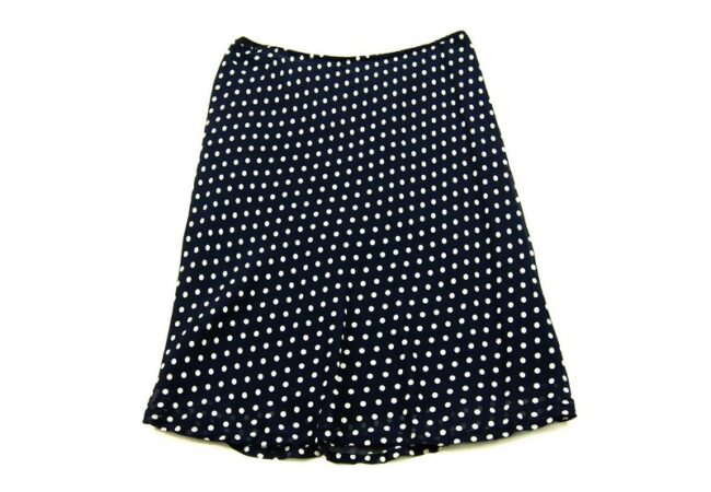 Back Navy Polka Dot Midi Skirt