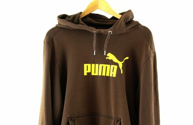 Front Close Up Puma Hooded Sweatshirt Brown