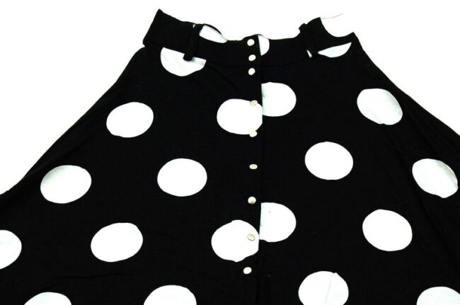 Front Close Up 90s Long Black Polka Dot Skirt