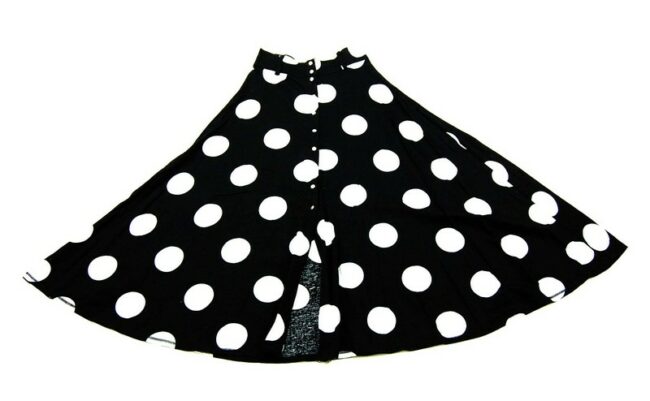 90s Long Black Polka Dot Skirt