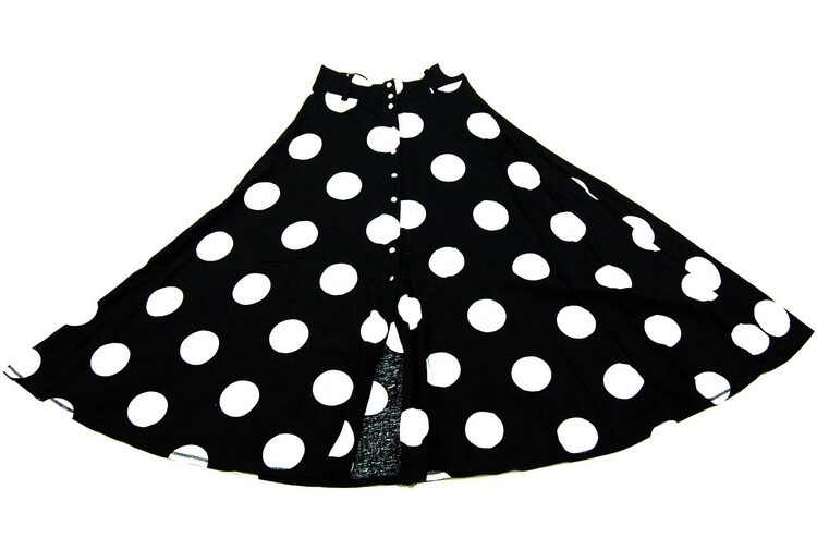 90s Long Black Polka Dot Skirt