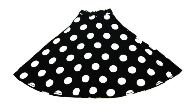 Back 90s Long Black Polka Dot Skirt