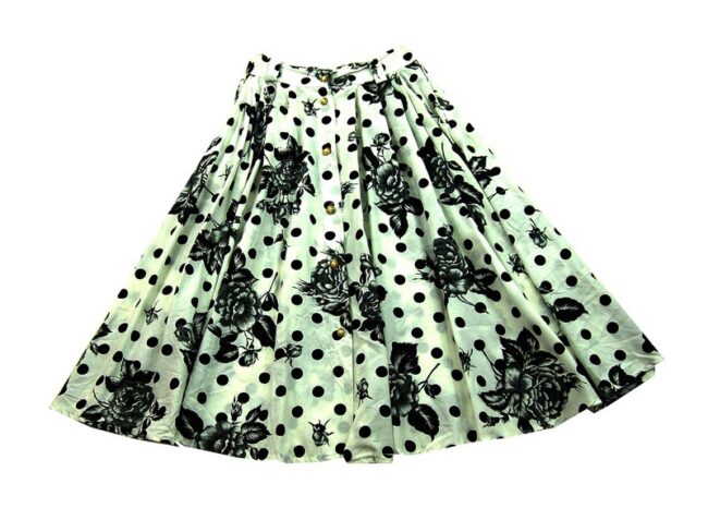 Front Flat Black And White Polka Dot A Line Skirt