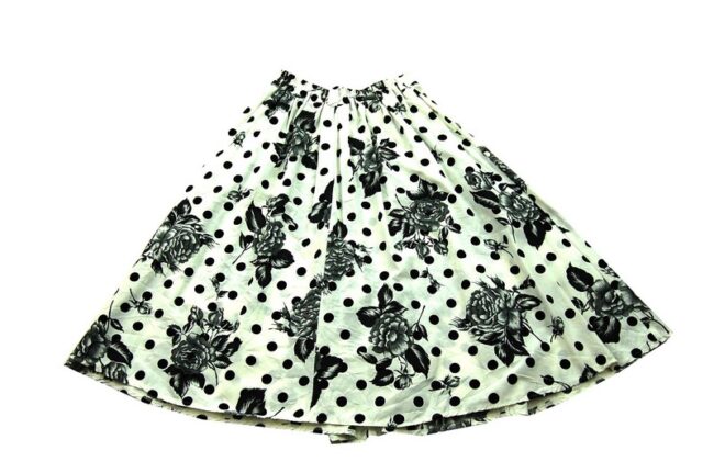 Back Black And White Polka Dot A Line Skirt