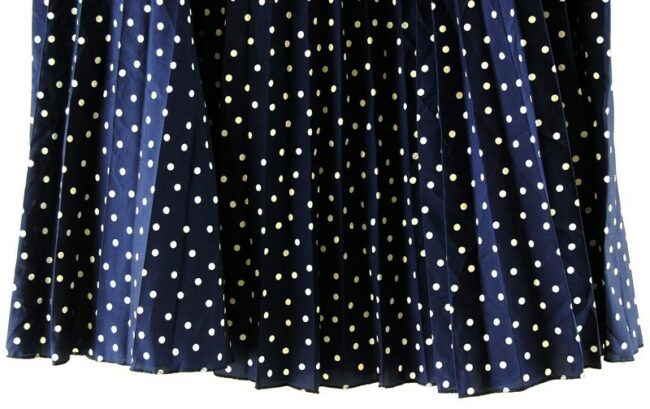 Bottom Close Up Navy Blue Polka Dot Midi Skirt