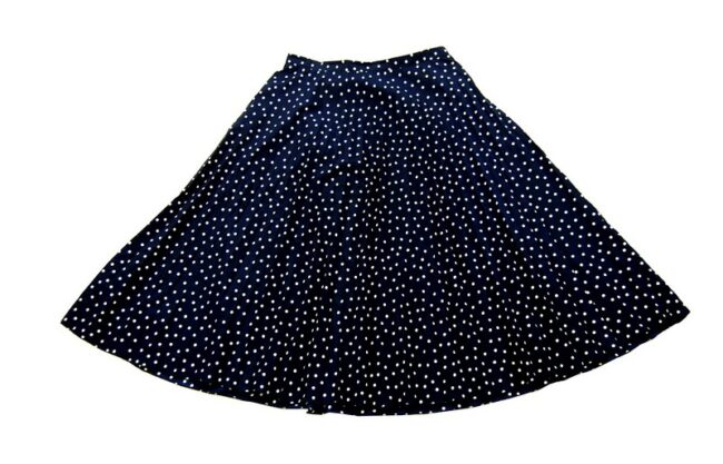 Back Navy Blue Polka Dot Midi Skirt