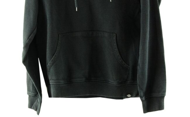 Front Bottom Close Up Black Hooded Sweatshirt Mens