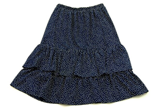 Flat View 90s Navy Polka Dot Midi Skirt