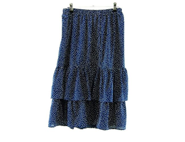 Back 90s Navy Polka Dot Midi Skirt