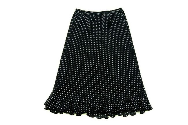 Back 90s Midi Black Polka Dot Skirt