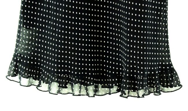 Bottom Close Up 90s Midi Black Polka Dot Skirt