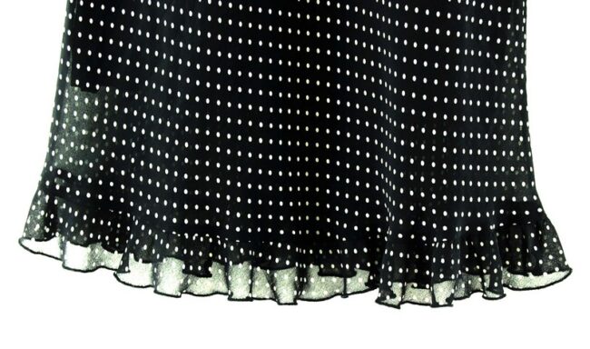 Bottom Close Up 90s Midi Black Polka Dot Skirt