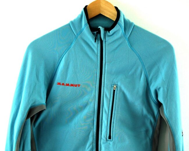 Front Close Up Mammut Blue Midlayer Jacket